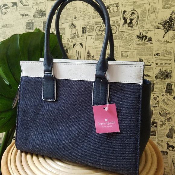 Kate Spade cameron medium satchel Denim colorblock - Picture 7 of 10